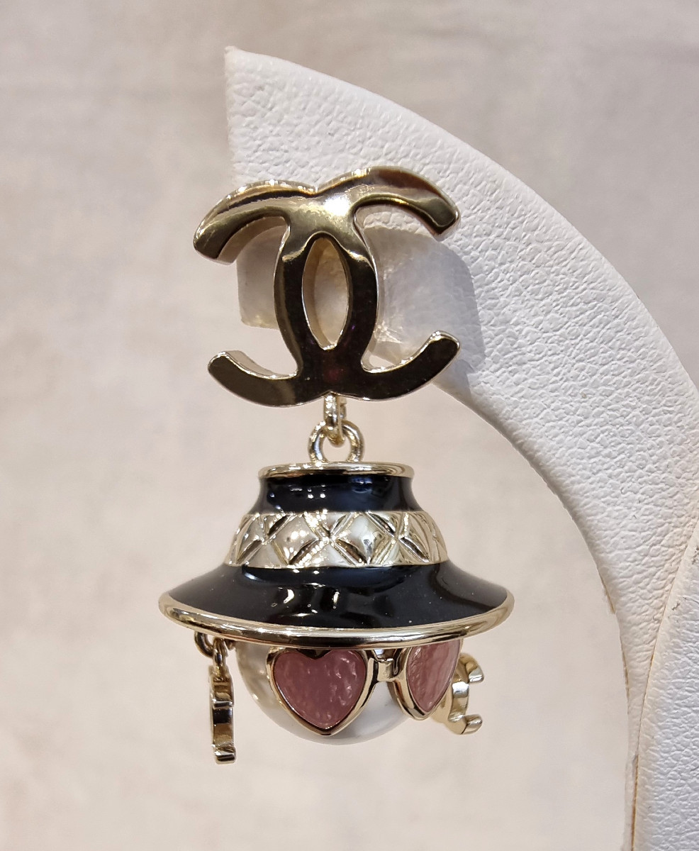 CHANEL Paire De Boucles D'Oreilles Coco Chanel -photo-4