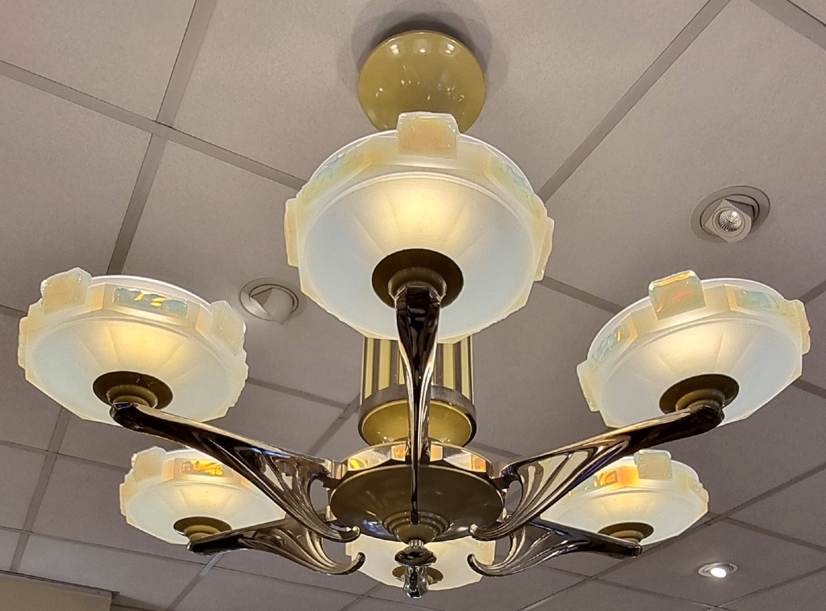 Petitot & Ezan Art Deco Chandelier 1930-1940-photo-2