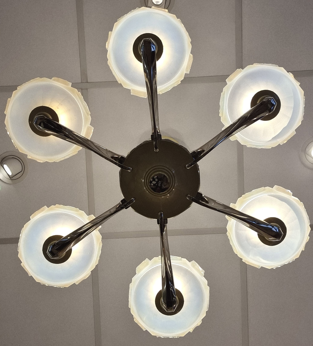 Petitot & Ezan Art Deco Chandelier 1930-1940-photo-3