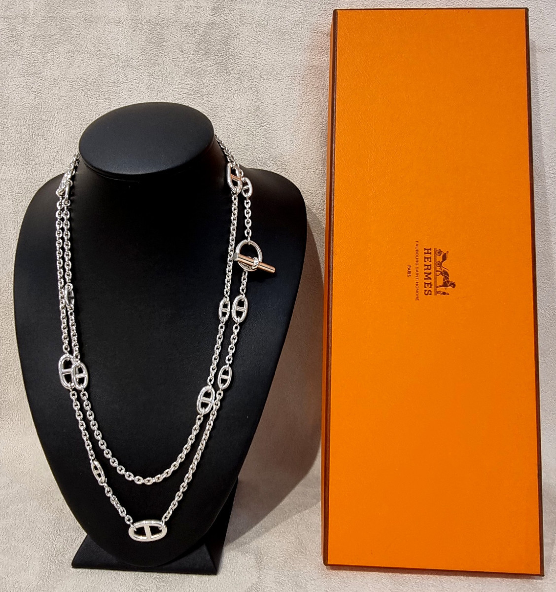 Hermès Sautoir Farandole en Argent 120 cm-photo-2