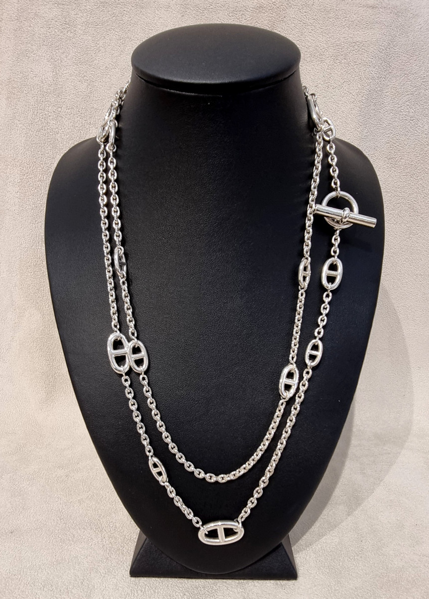 Hermès Sautoir Farandole en Argent 120 cm-photo-3