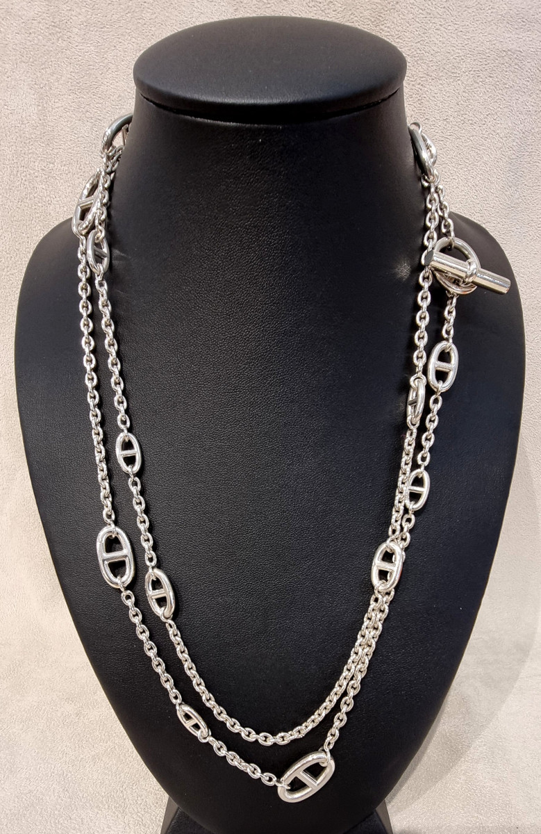 Hermès Sautoir Farandole en Argent 120 cm-photo-4