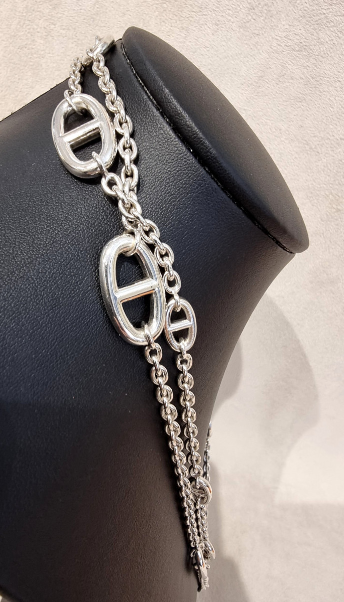 Hermès Sautoir Farandole en Argent 120 cm-photo-4