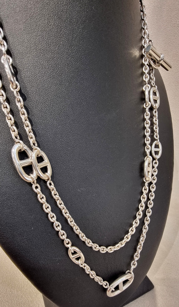 Hermès Sautoir Farandole en Argent 120 cm-photo-6