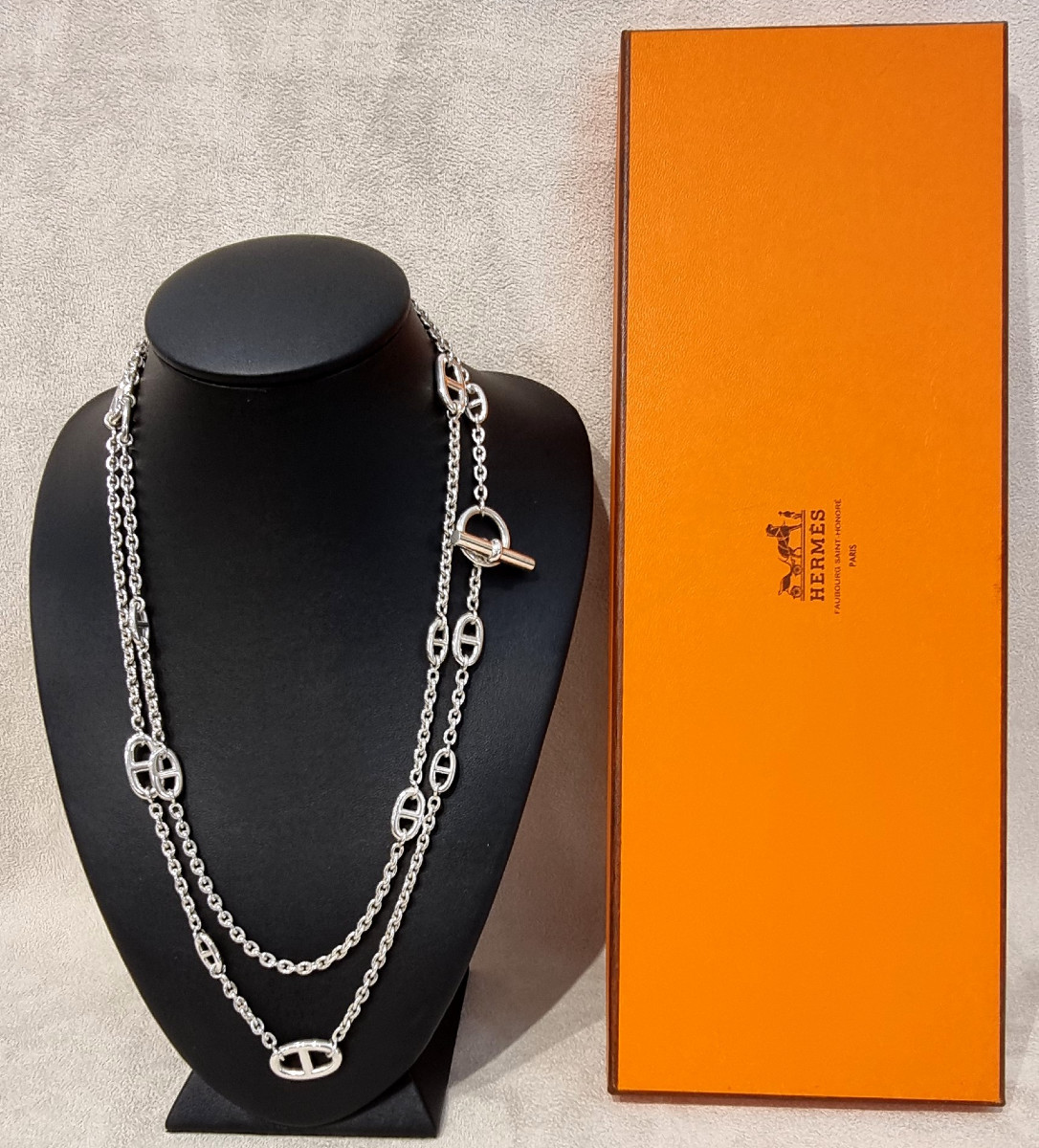 Hermès Sautoir Farandole en Argent 120 cm-photo-8