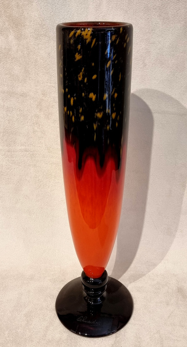 Schneider Charles Large Vase Powdered Glass Art Deco 1920-1925