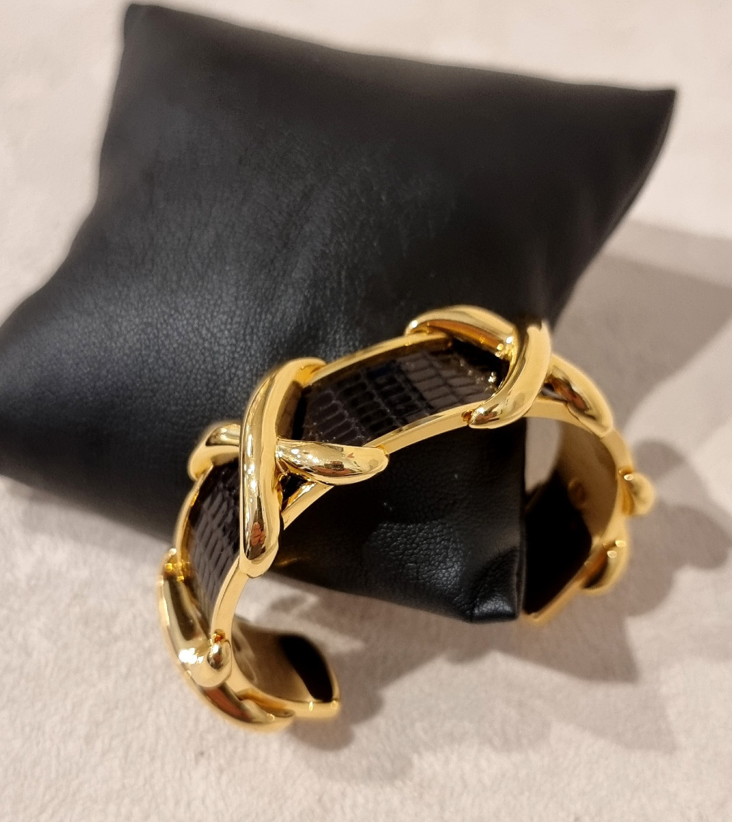 Hermès Bracelet plaqué Or et Lézard -photo-2