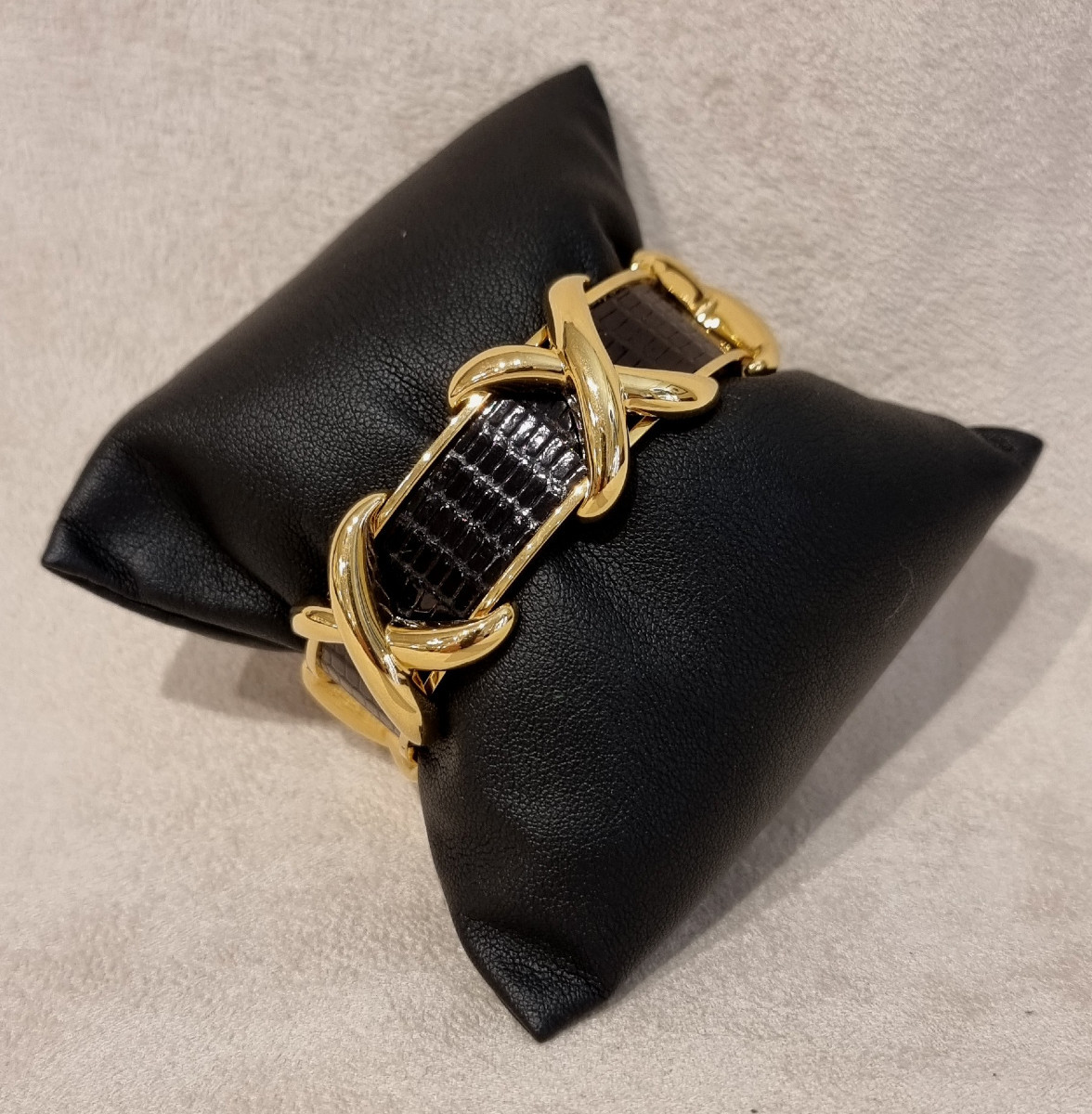 Hermès Bracelet plaqué Or et Lézard -photo-5