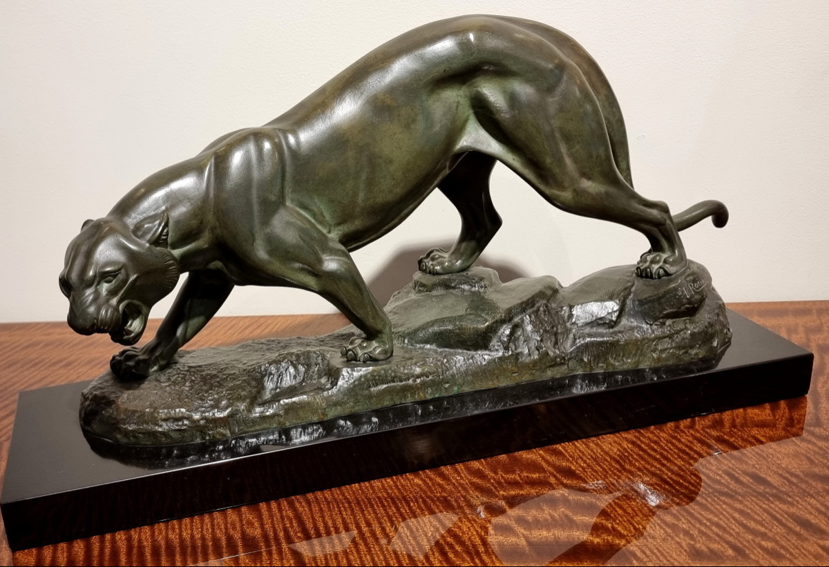 Irénée Rochard Sculpture Panthere Bronze Art Deco 1930-photo-2