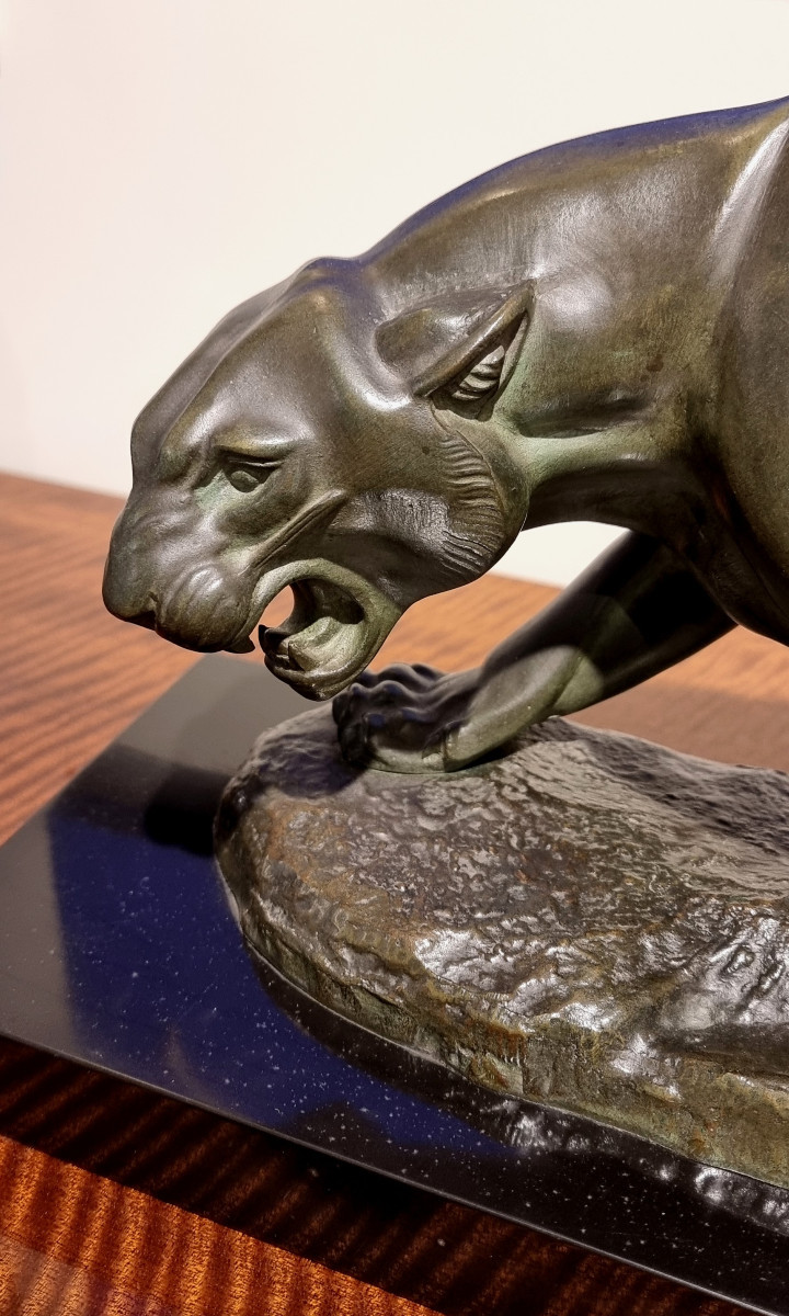 Irénée Rochard Sculpture Panthere Bronze Art Deco 1930-photo-2