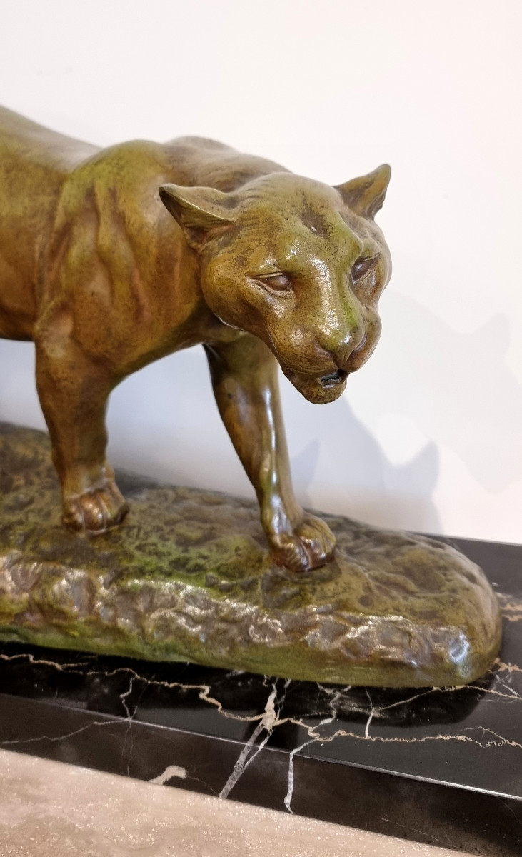 Louis Riché Bronze Sculpture 2 Lionesses Art Deco 1920-1925-photo-4