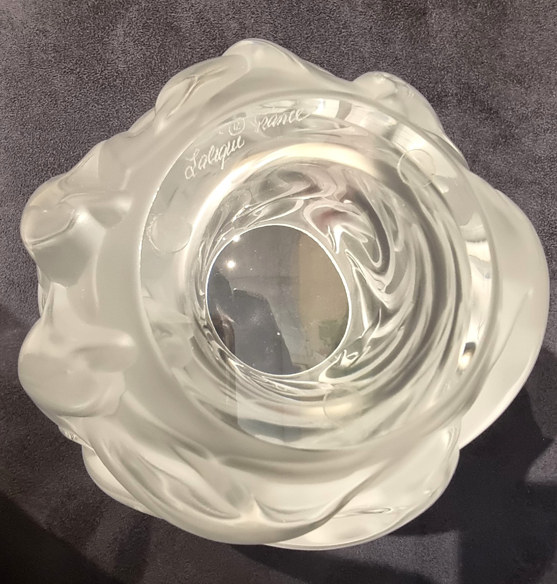 LALIQUE FRANCE Vase Dauphins en cristal  -photo-4