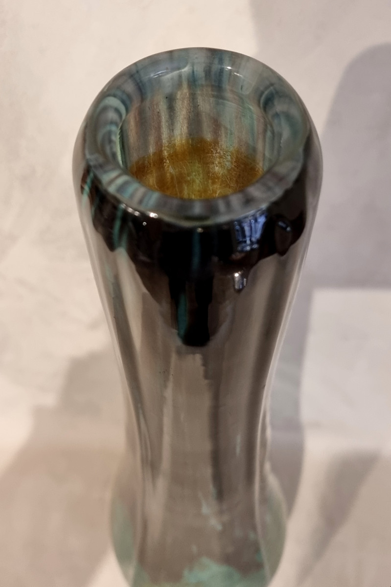 Daum Nancy Important Art Deco Vase 1925-1930 Pâte De Verre & Gold Leaf Inclusions-photo-2