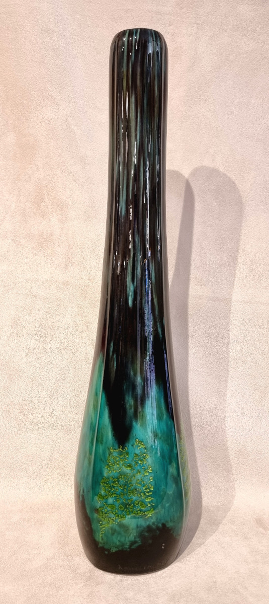 Daum Nancy Important Art Deco Vase 1925-1930 Pâte De Verre & Gold Leaf Inclusions