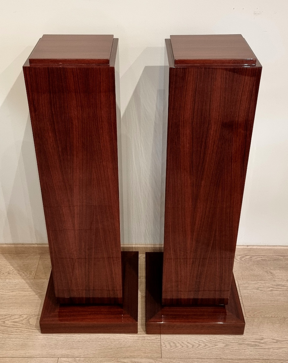 Paire de Colonnes en  placage de palissandre d'époque Art Déco 1930 -photo-2