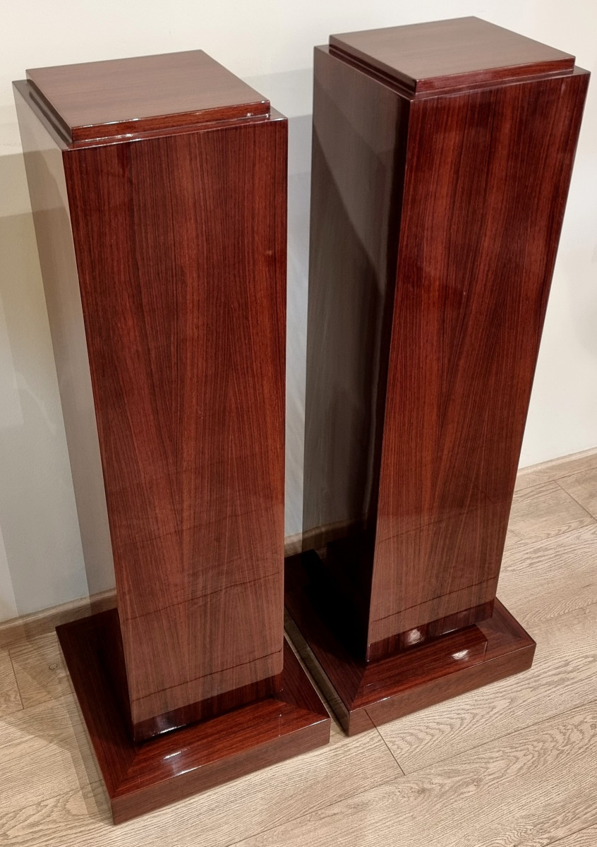 Paire de Colonnes en  placage de palissandre d'époque Art Déco 1930 -photo-1