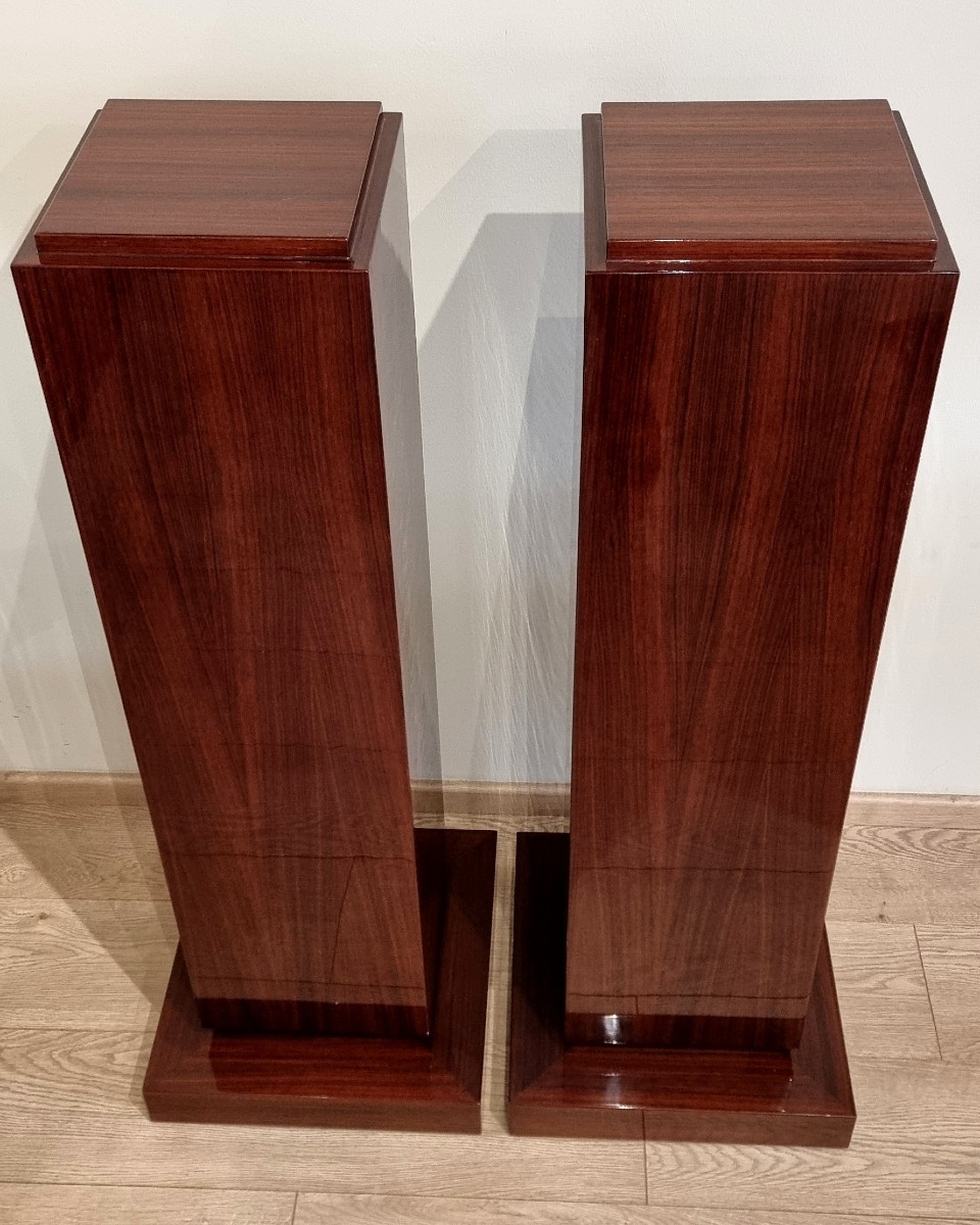 Paire de Colonnes en  placage de palissandre d'époque Art Déco 1930 -photo-3