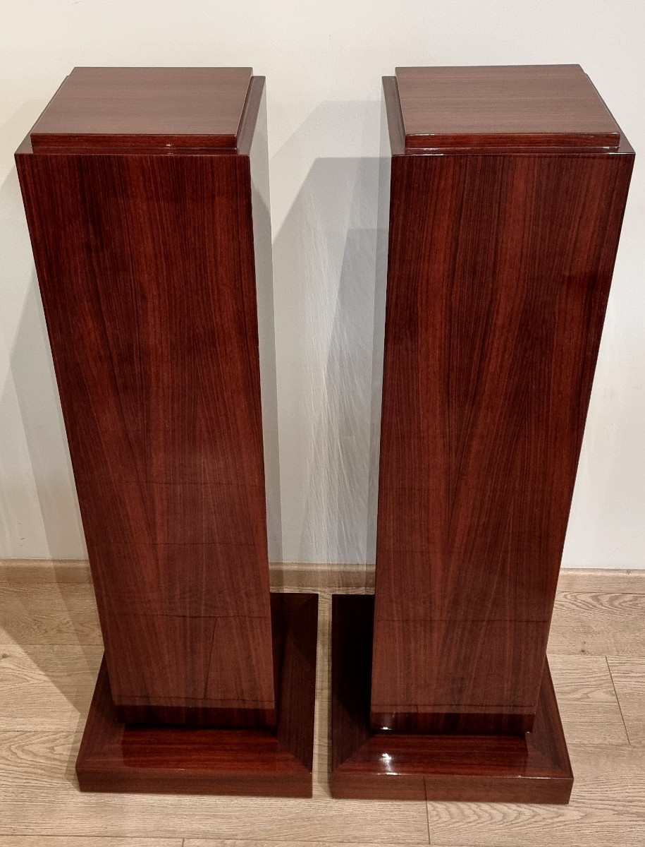 Paire de Colonnes en  placage de palissandre d'époque Art Déco 1930 
