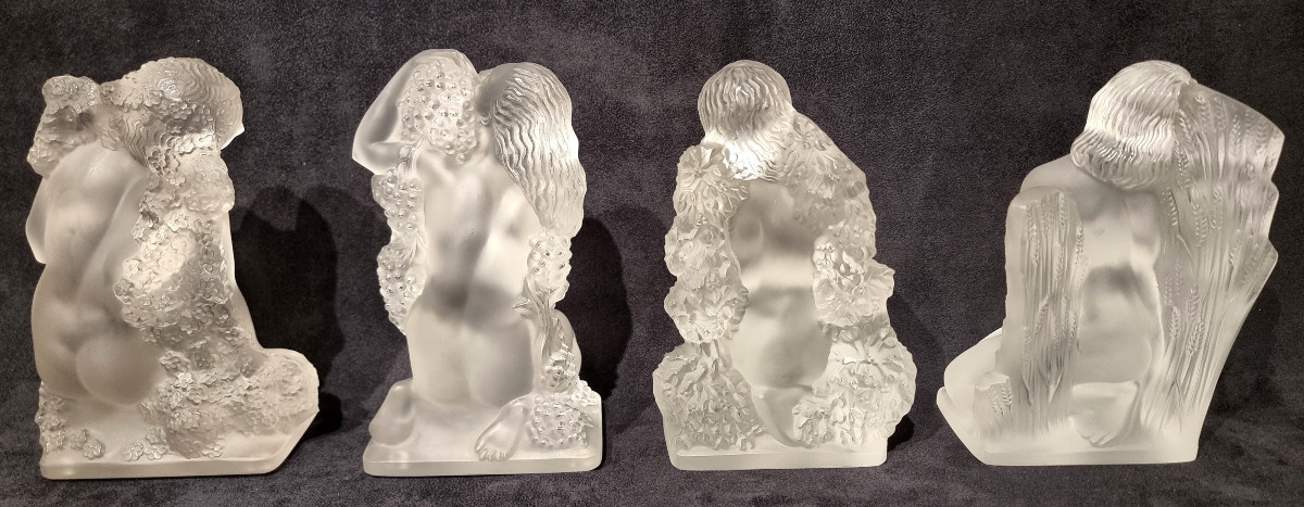 Lalique Set Of 4 Statuettes Surtout 4 Saisons 1950-1960-photo-2