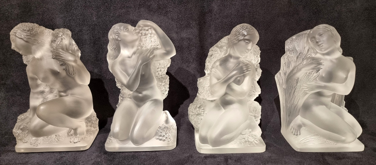 Lalique Set Of 4 Statuettes Surtout 4 Saisons 1950-1960-photo-5