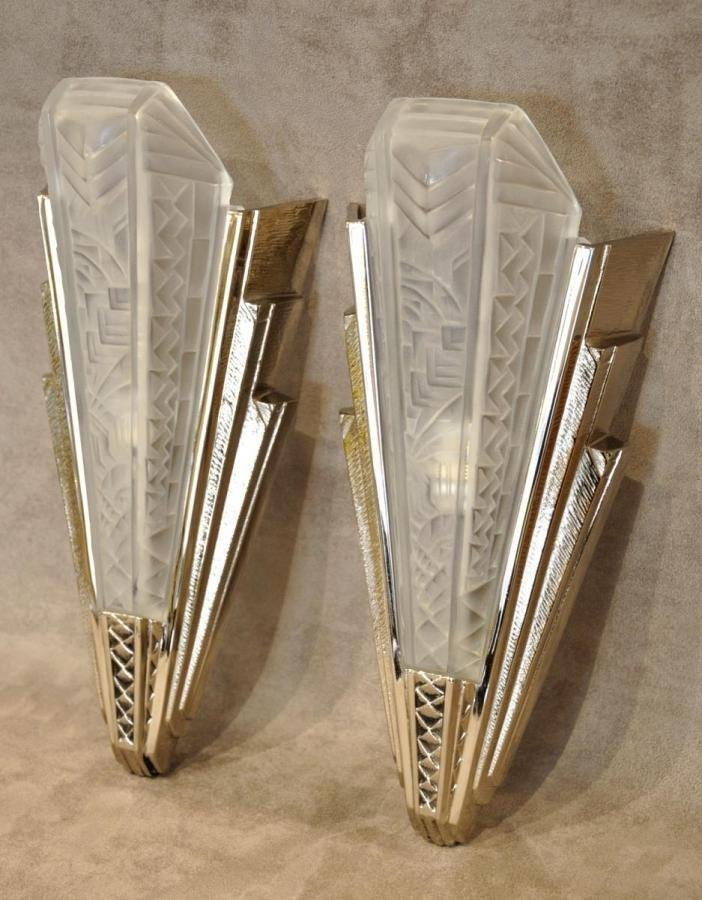P. Maynadier Paire D'Appliques Art Déco 1930-photo-2