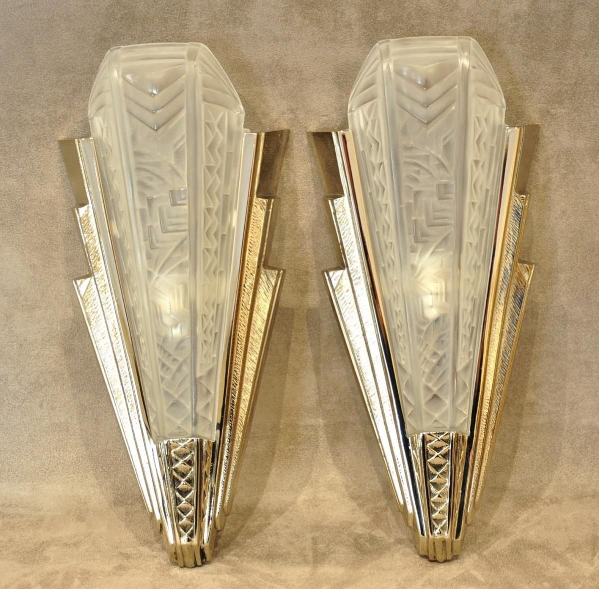 P. Maynadier Paire D'Appliques Art Déco 1930-photo-1