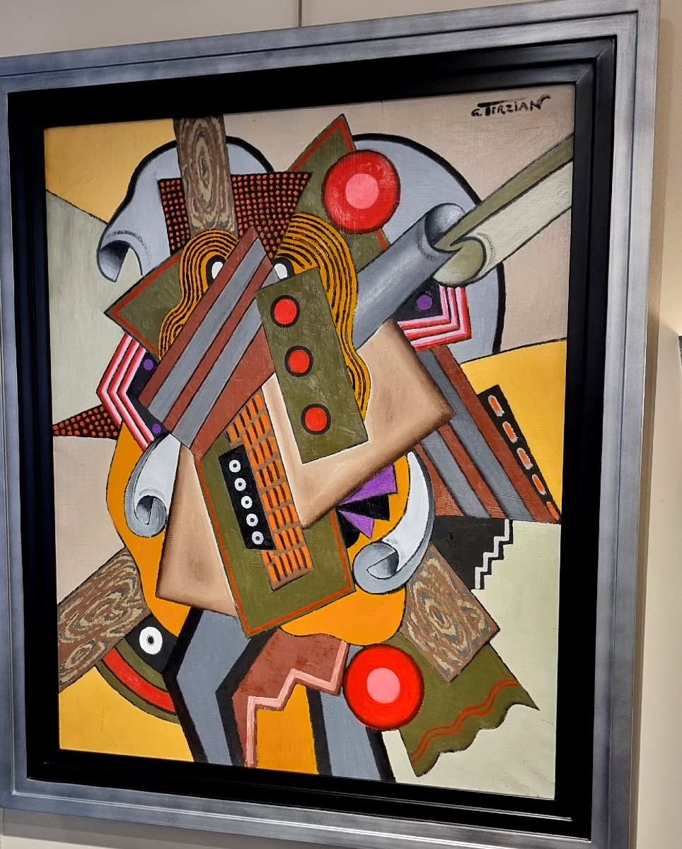 Georges Terzian Oil On Canvas Abstract Composition -photo-3