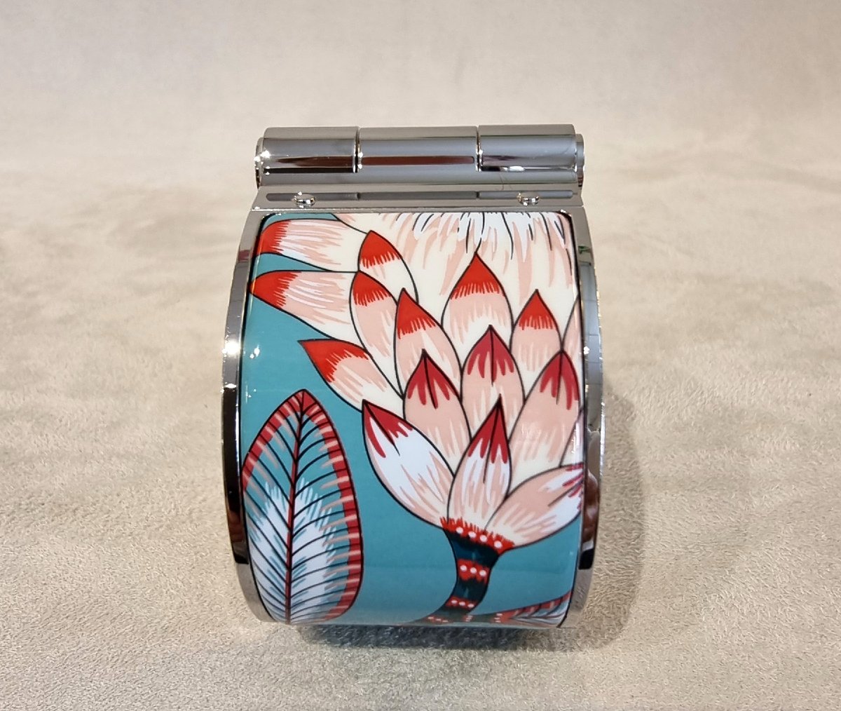 Hermès Articulé Cuff Bracelet  Palladium-plated Silver Metal Hinge And Enamel -photo-3