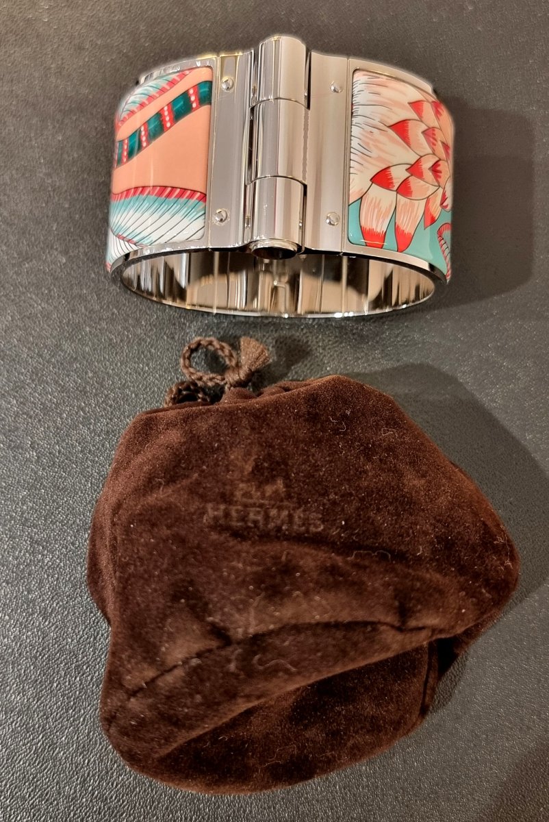 Hermès Articulé Cuff Bracelet  Palladium-plated Silver Metal Hinge And Enamel 