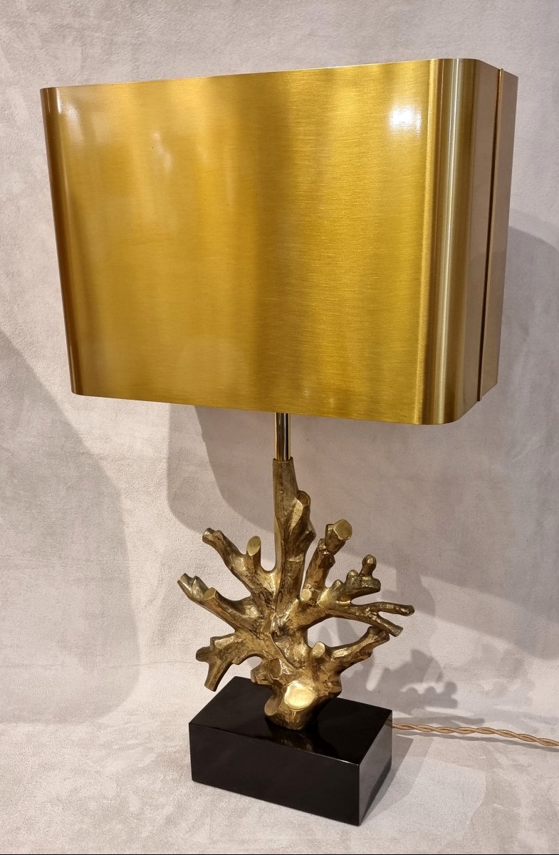 MAISON CHARLES PAIRE DE LAMPES CORAIL Bronze Doré DESIGN 1970-photo-2