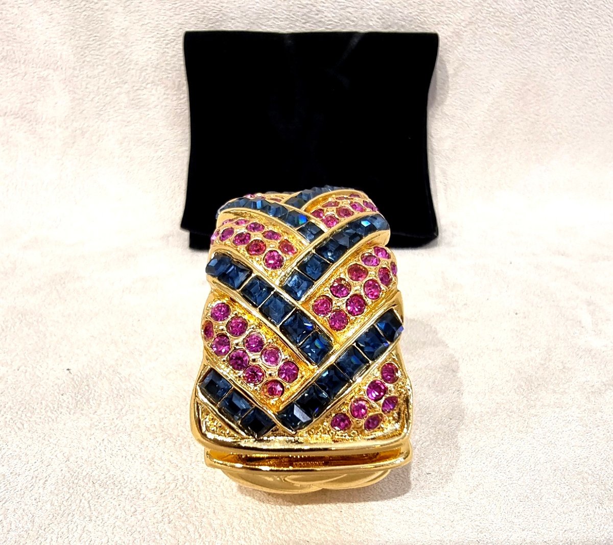 Ysl Yves Saint Laurent By Robert Goossens Gold-plated Metal And Crystal Cuff Bracelet-photo-2