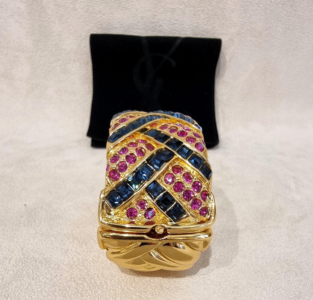Ysl Yves Saint Laurent By Robert Goossens Gold-plated Metal And Crystal Cuff Bracelet-photo-3