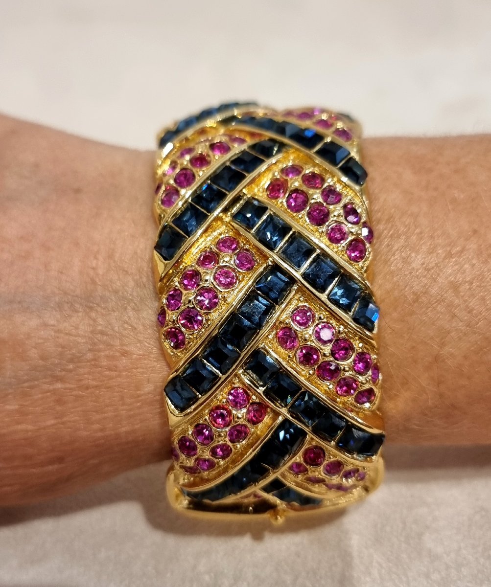 Ysl Yves Saint Laurent By Robert Goossens Gold-plated Metal And Crystal Cuff Bracelet-photo-6