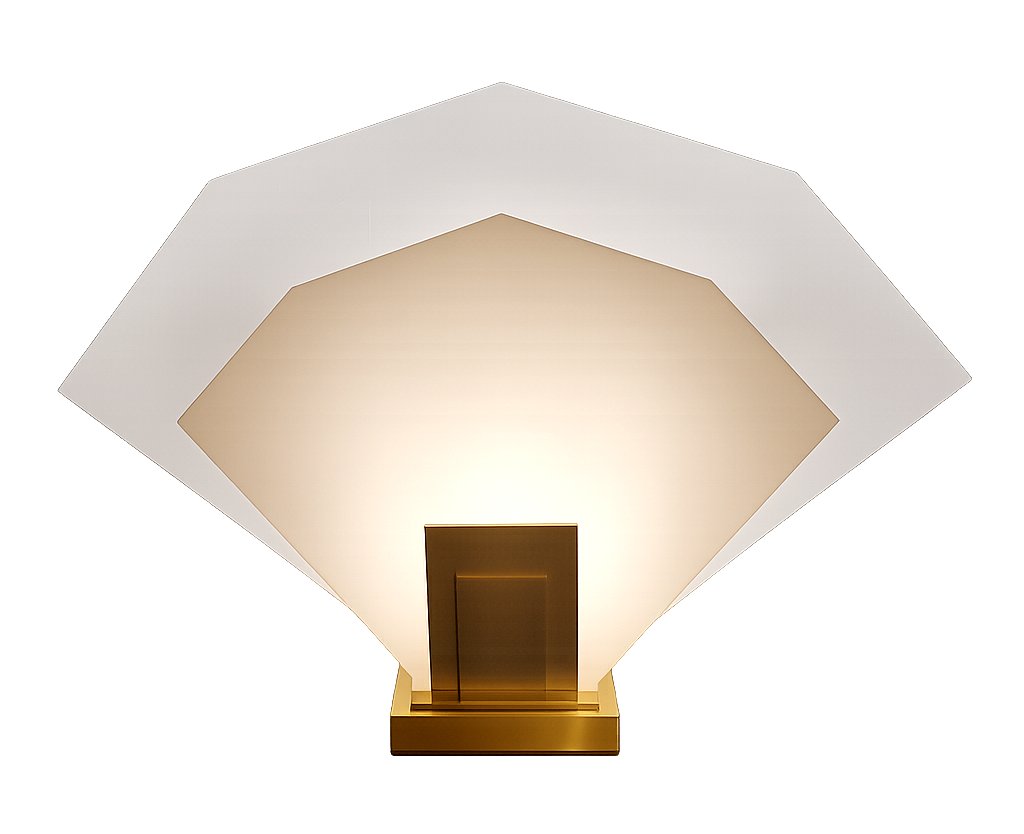 Perzel Lamp Model No. 160fl In Gilded Bronze & Two-tone Enameled Glass Panels, 1970 Design -photo-3