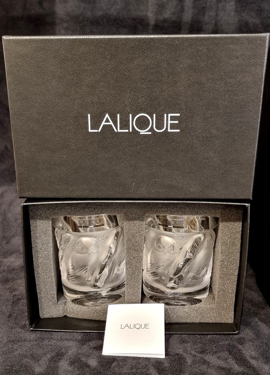 Marie-claude Lalique Hulotte Set : 1 Decanter And 4 Glasses-photo-4