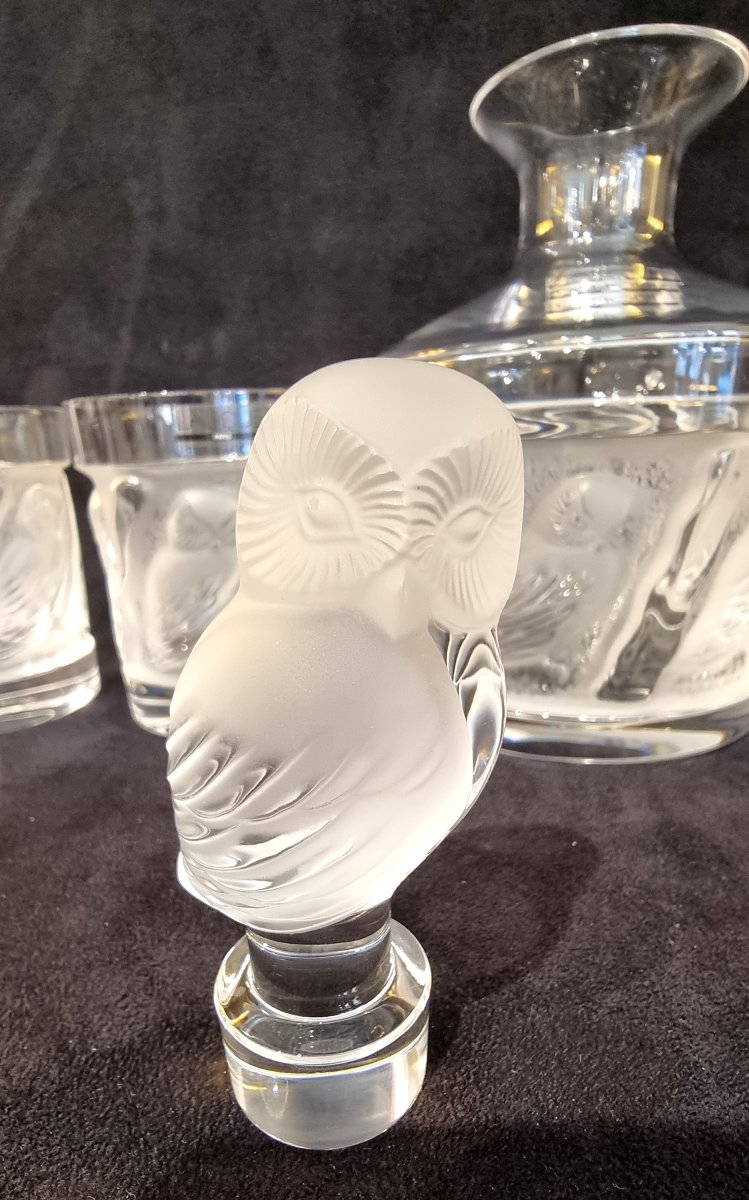 Marie-claude Lalique Hulotte Set : 1 Decanter And 4 Glasses-photo-6