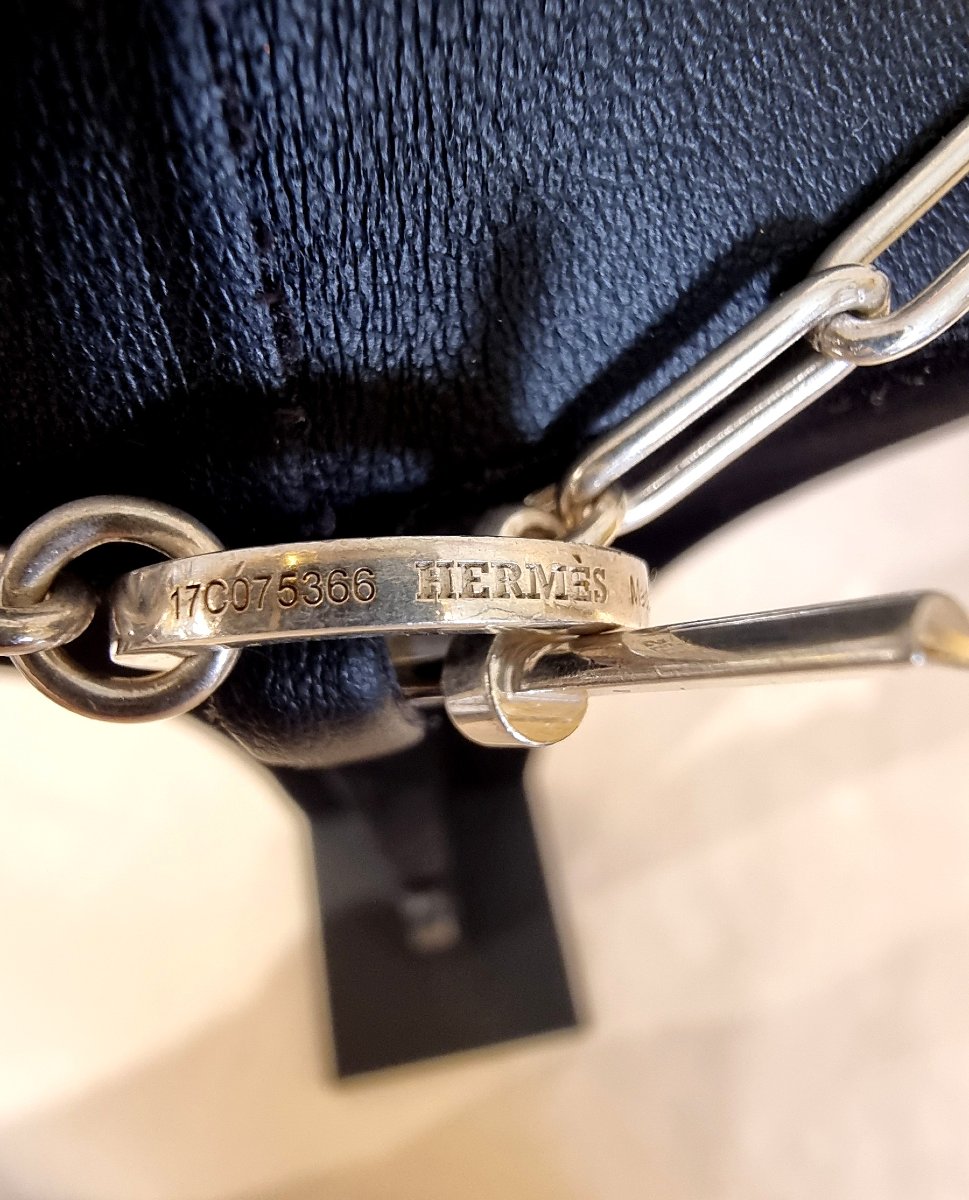 Hermès Long Necklace, "chaîne D'ancre Game" Model, In 925-millimetre Silver-photo-6