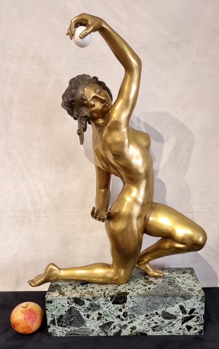 Affortunato Gory Sculpture Bronze Danseuse  A La Balle Art Déco 1920 -photo-2
