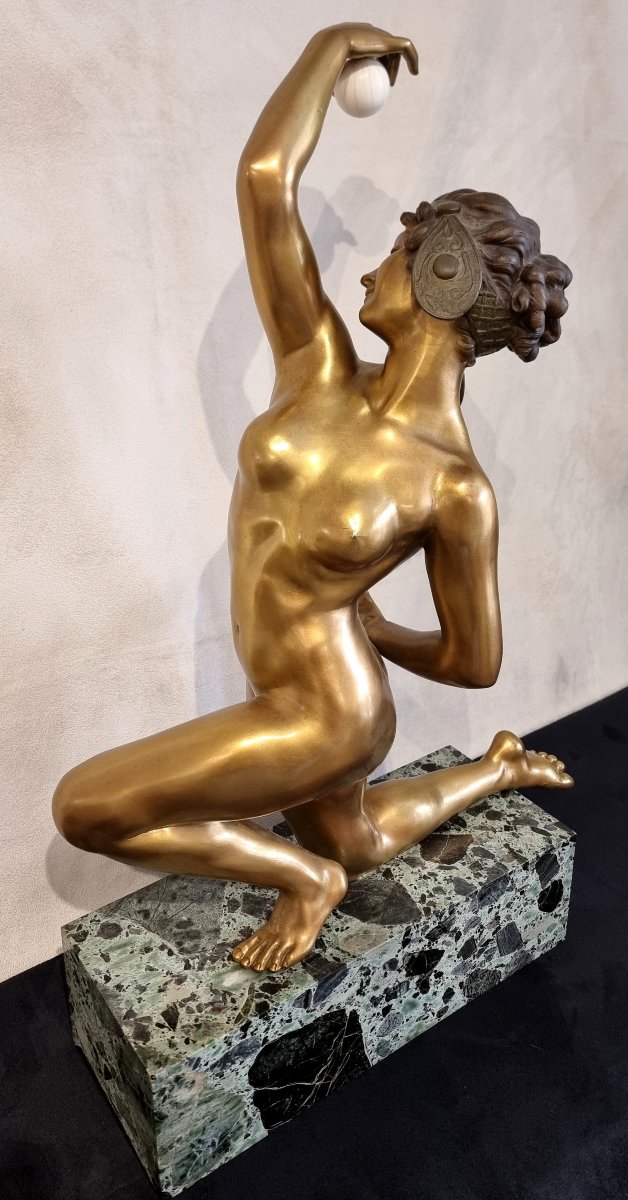 Affortunato Gory Sculpture Bronze Danseuse  A La Balle Art Déco 1920 -photo-3