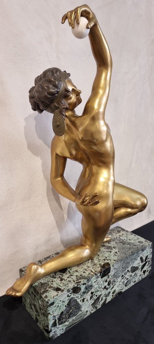 Affortunato Gory Sculpture Bronze Danseuse  A La Balle Art Déco 1920 -photo-4