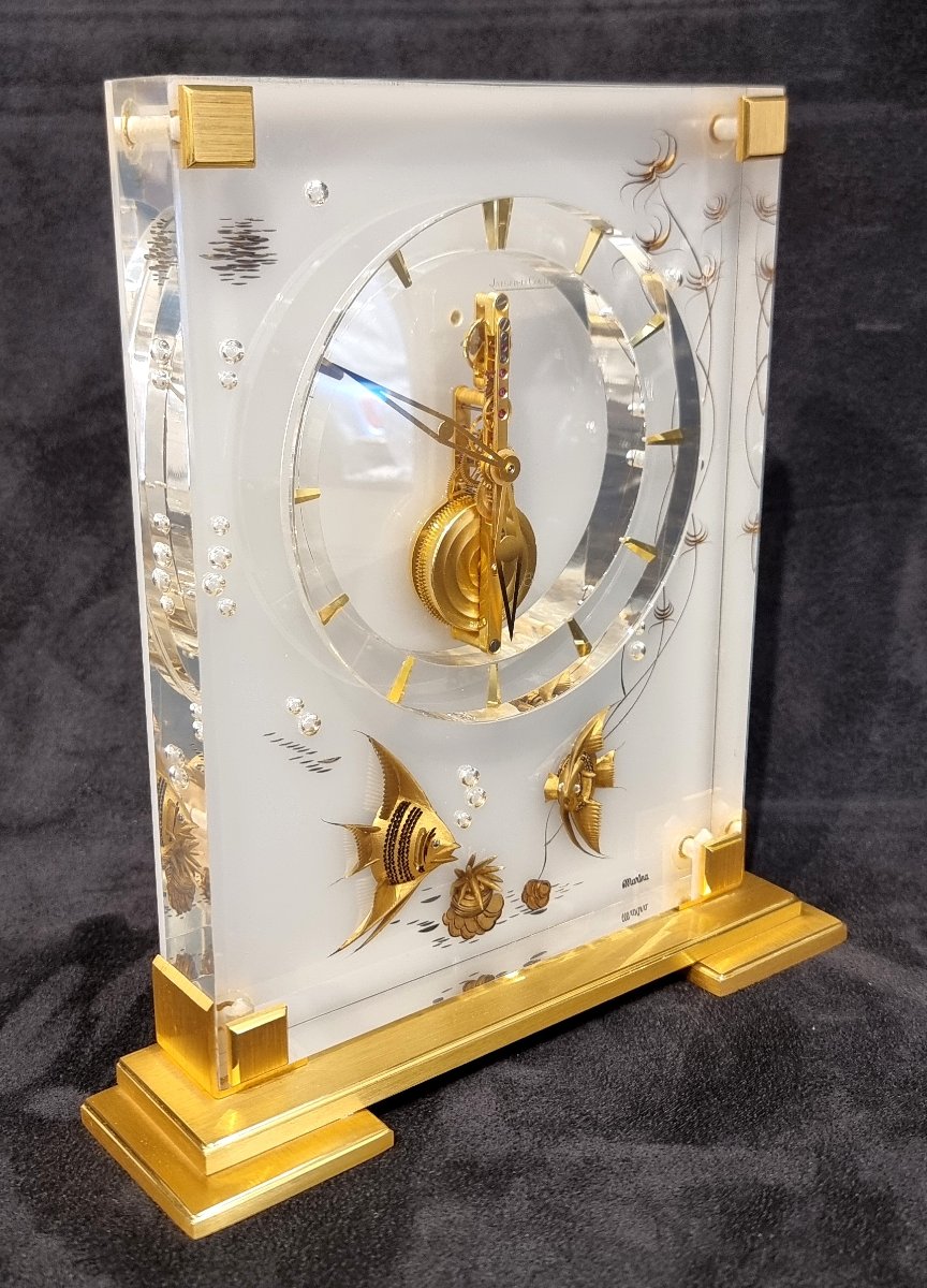 Jaeger-lecoultre 8-day Clock, Marina Model, Gold-plated Bronze With Plexiglass And Skeleton Movement-photo-2