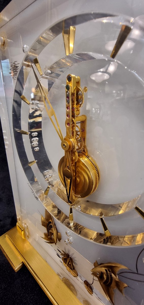 Jaeger-lecoultre 8-day Clock, Marina Model, Gold-plated Bronze With Plexiglass And Skeleton Movement-photo-5