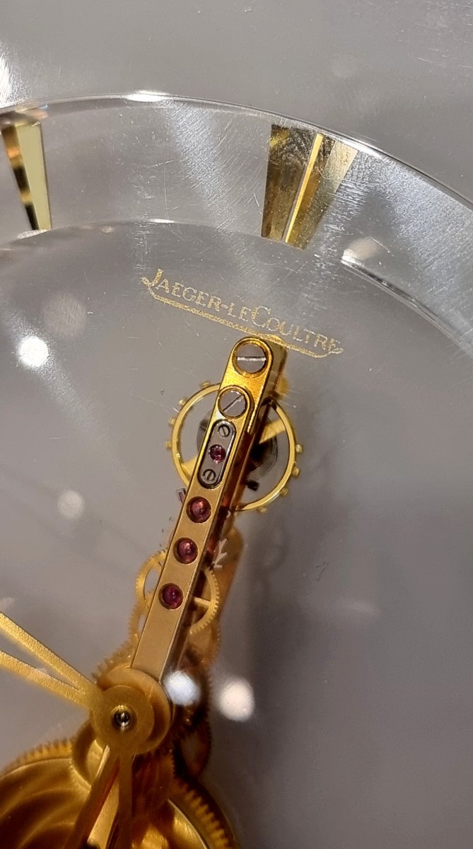 Jaeger-lecoultre 8-day Clock, Marina Model, Gold-plated Bronze With Plexiglass And Skeleton Movement-photo-6