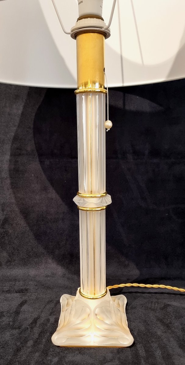 Lalique Marie-claude Olympie Lamp, Crystal &amp; Gilded Bronze -photo-2
