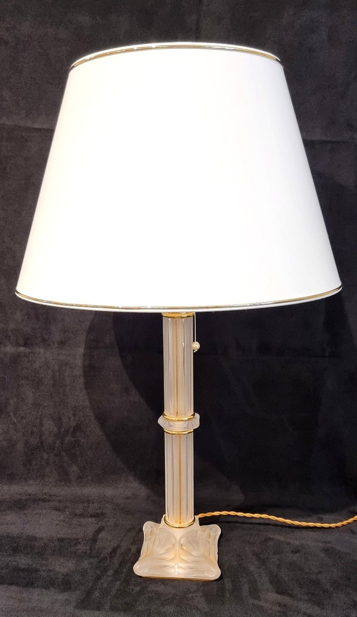 Lalique Marie-claude Olympie Lamp, Crystal &amp; Gilded Bronze -photo-3