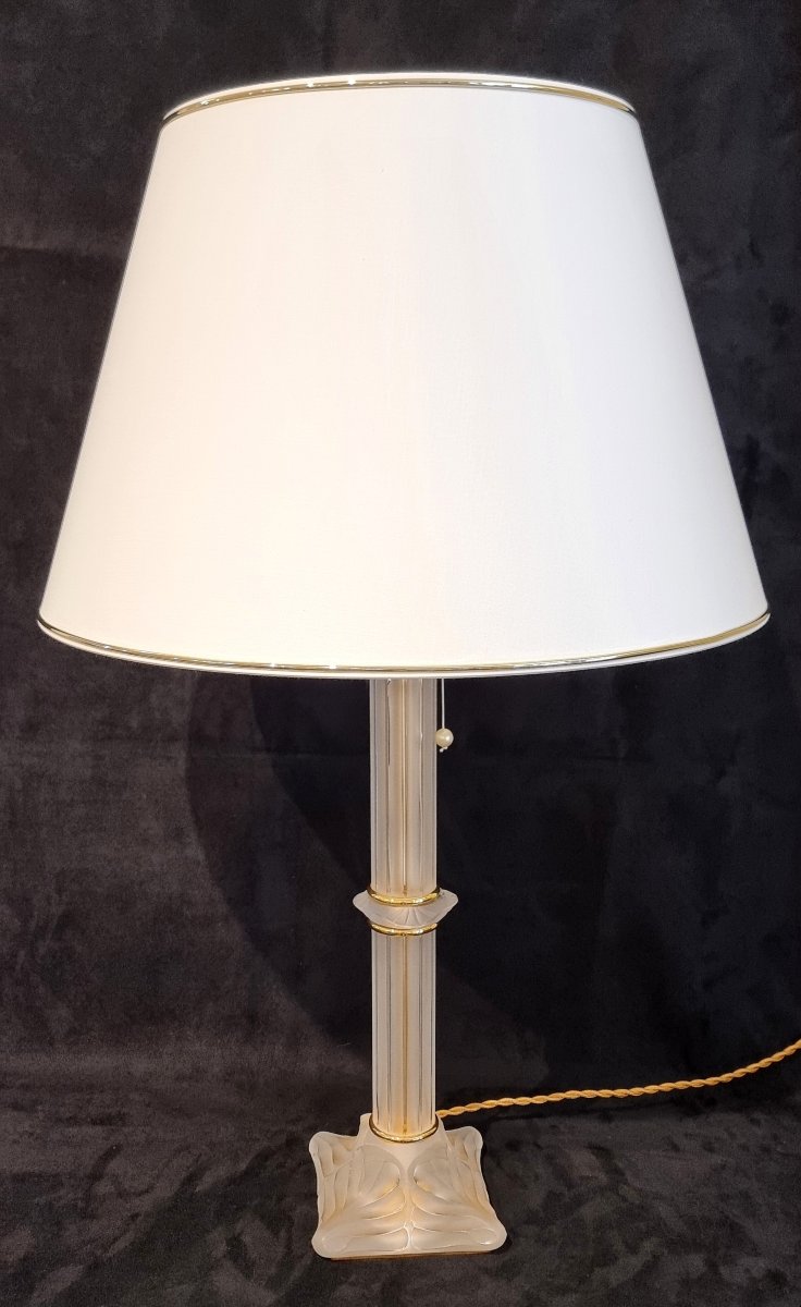 Lalique Marie-claude Olympie Lamp, Crystal &amp; Gilded Bronze -photo-2