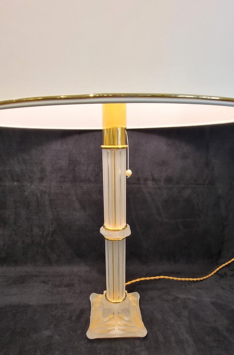 Lalique Marie-claude Olympie Lamp, Crystal &amp; Gilded Bronze -photo-3