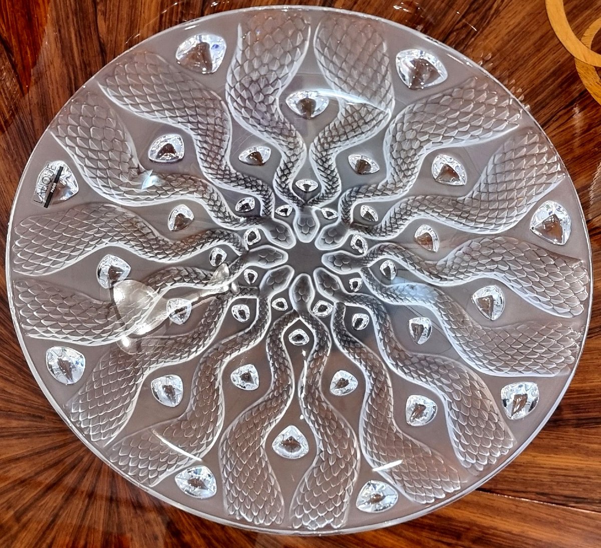LALIQUE COUPE SERPENTINE en cristal clair et satiné -photo-2