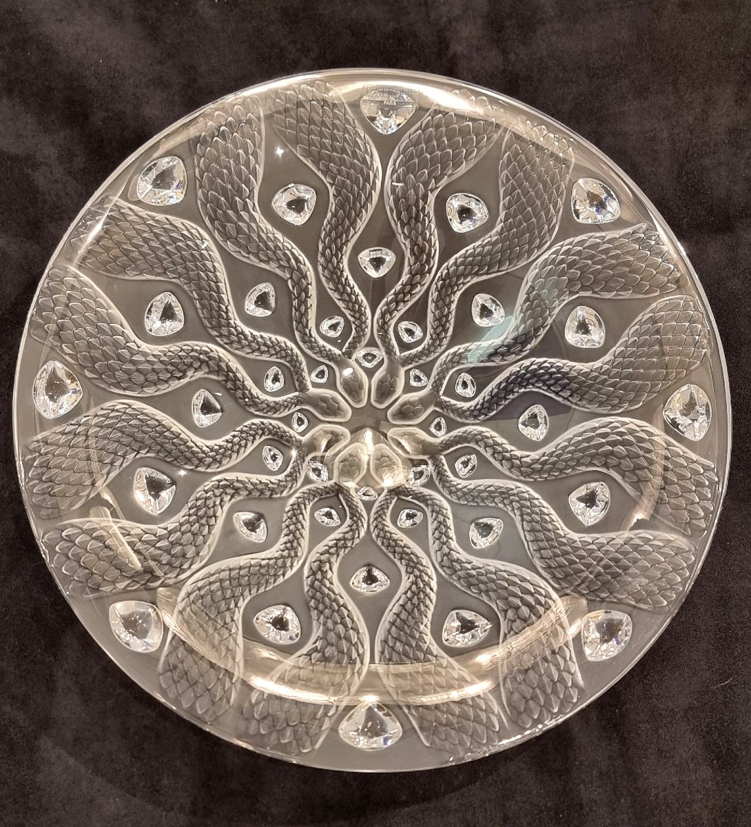 LALIQUE COUPE SERPENTINE en cristal clair et satiné -photo-3