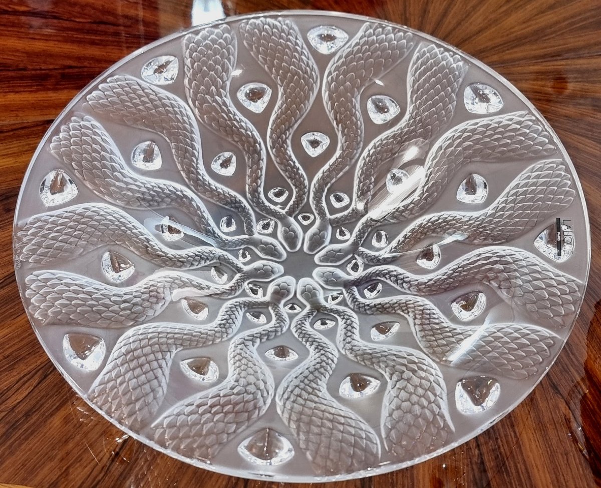 LALIQUE COUPE SERPENTINE en cristal clair et satiné -photo-4